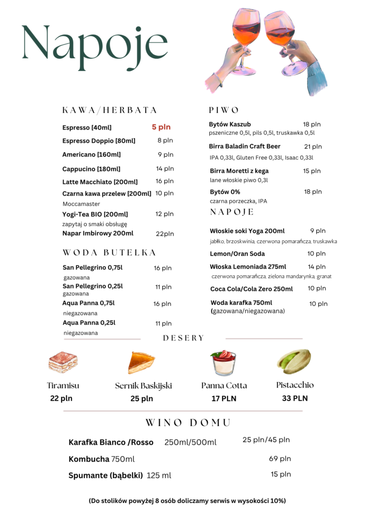 Menu napoje